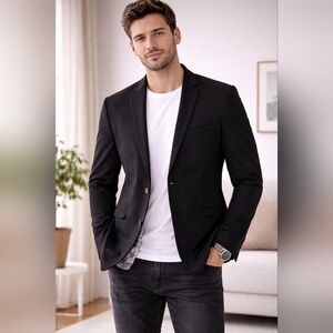 Men’s Black Tailored Blazer Single Button Classic Slim Fit Jacket Size 5XL